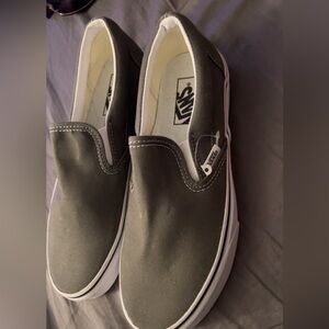 Never worn Vans Gray Slip-On Sneakers with Canvas Upper